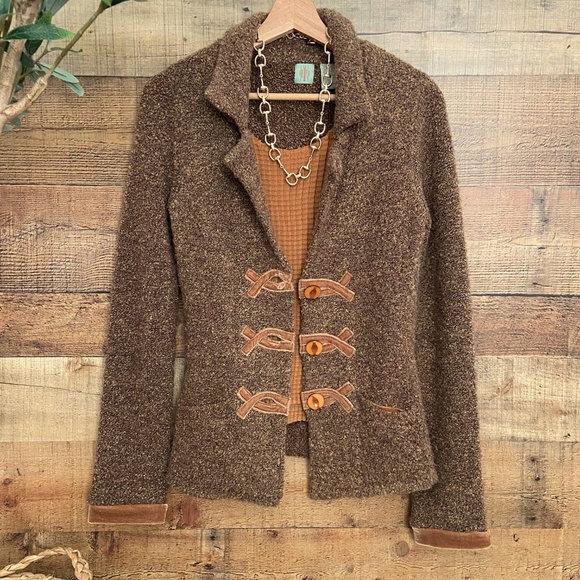 HWR (Anthropologie) Sweater Jacket Velvet Details - Picture 2 of 13